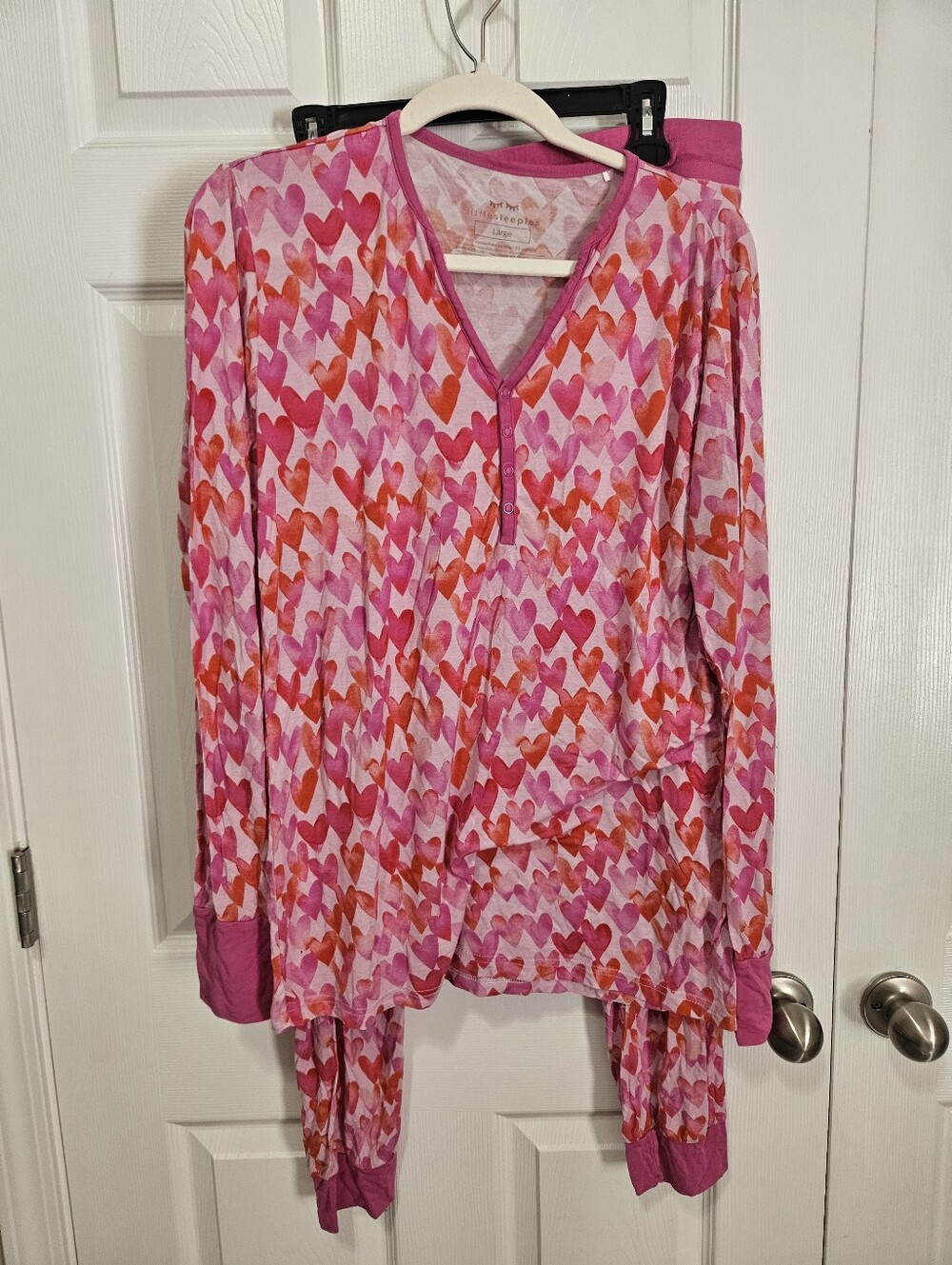 Little Sleepies Watercolor Hearts Pajama Set L